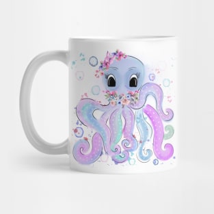 Sweet colorful octopus with flowers Mug